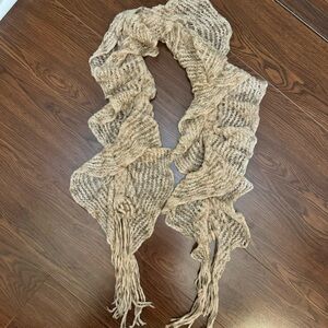 Spiral Ruffle Open Knit Scarf